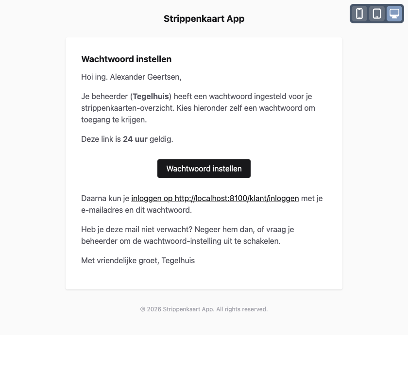 Setup-mail naar de klant